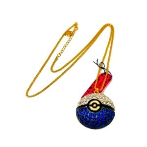 Gold and Blue Pendant Necklace Poke Blue